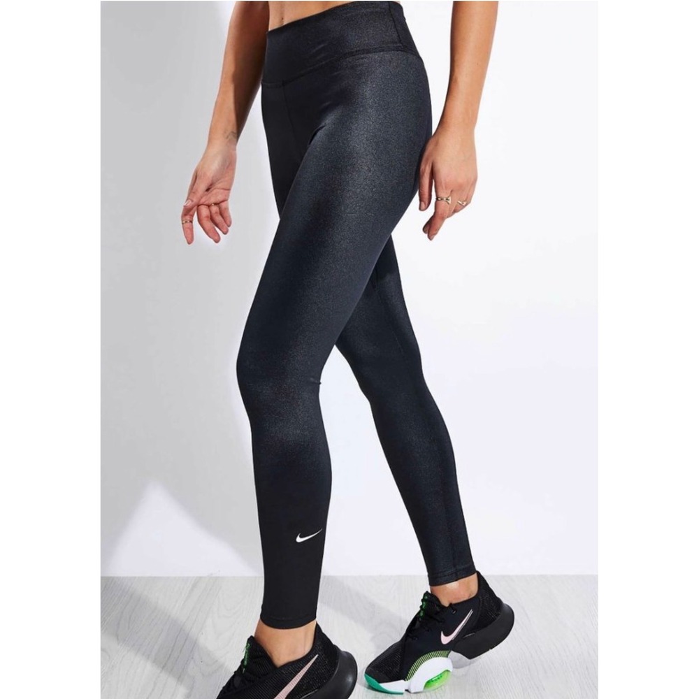 Nike Women's Dri-fit One Mid-Rise Black‎ Shine Legging size XS